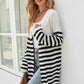 Striped Open Front Longline Cardigan