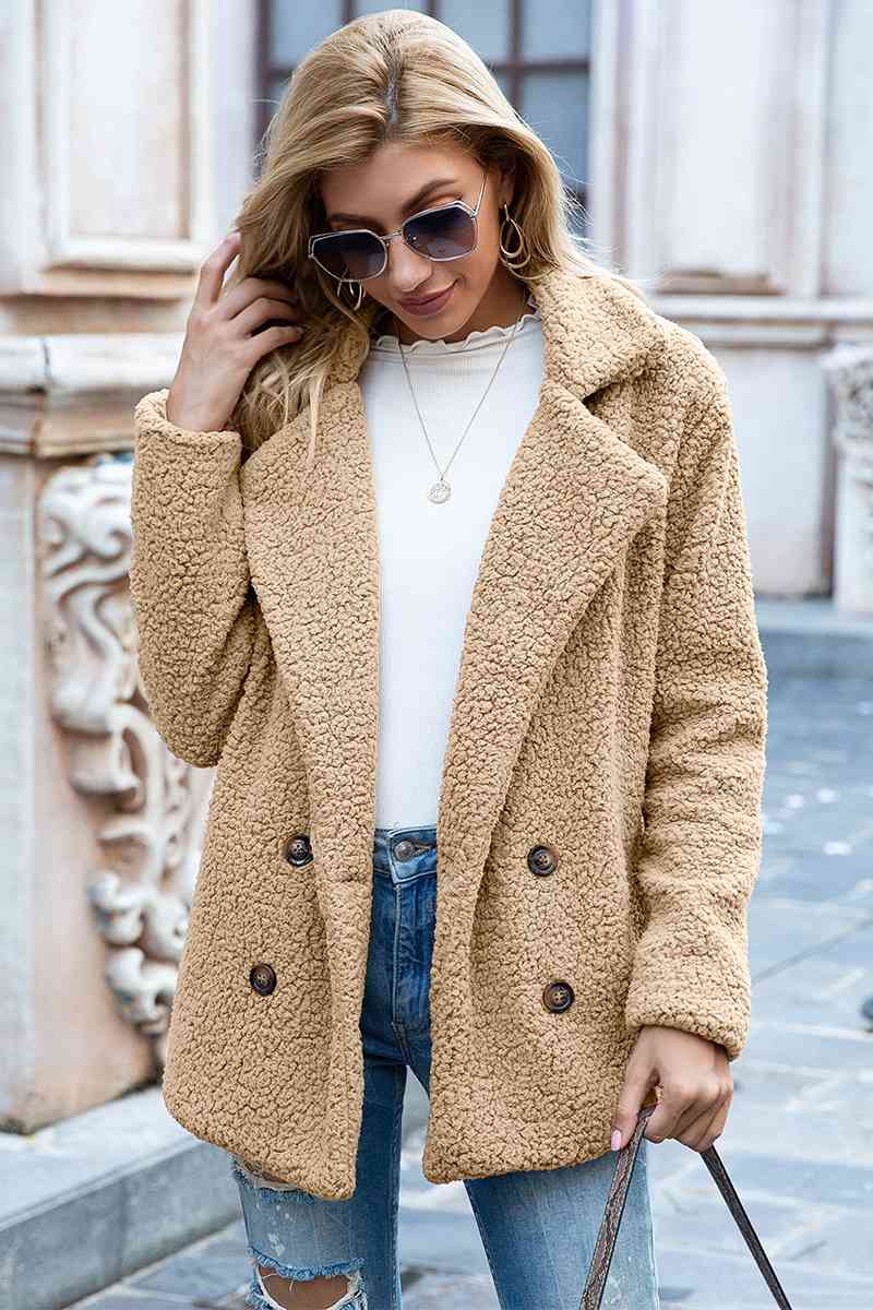 Full Size Lapel Collar Sherpa Coat (BFD) T - Deals DejaVu