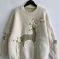 Reindeer Round Neck Long Sleeve Sweater - Deals DejaVu