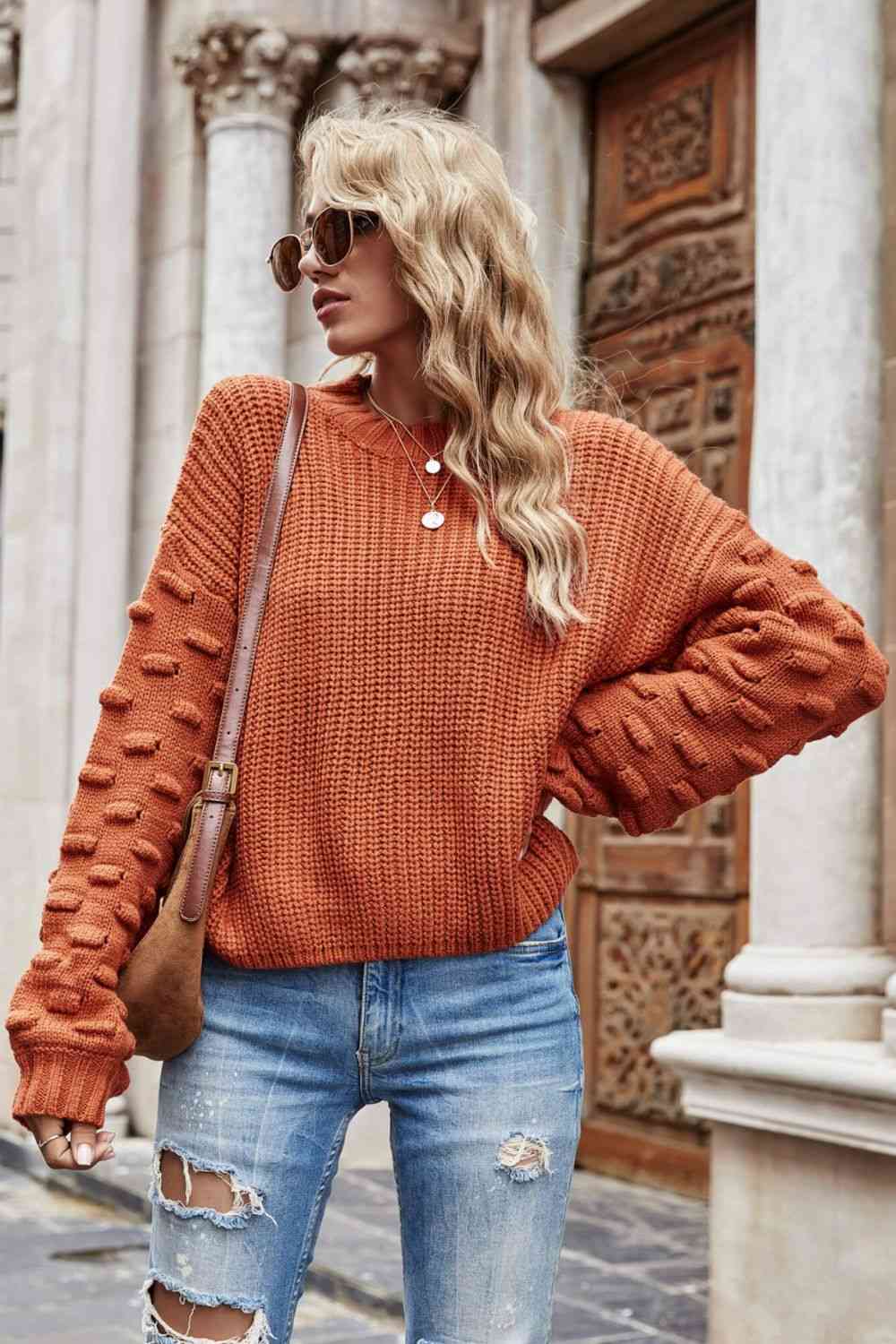 Weekend Style Rib-Knit Dropped Shoulder Sweater - Deals DejaVu