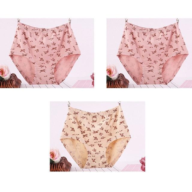 Wonderful 3pcs/Lot High Waist Women's Big Size Cotton Print Panties - Breathable Briefs Underwear Lingerie (D28)(TSP2)