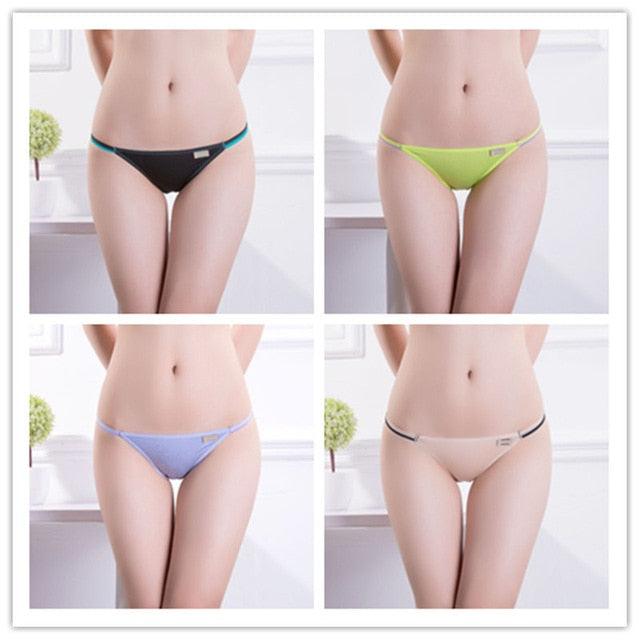 Gorgeous 4 Pcs/set Women's Sexy Underwear - Low Waist Seamless Briefs Ladies Bikini - Soft Cotton Lingerie 12 Colors (TSP4)