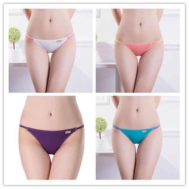 Gorgeous 4 Pcs/set Women's Sexy Underwear - Low Waist Seamless Briefs Ladies Bikini - Soft Cotton Lingerie 12 Colors (TSP4)