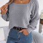 Square Neck Mixed Knit Sweater