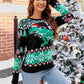 Round Neck Long Sleeve T.Rex Pattern Sweater - Deals DejaVu