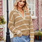 Striped Johnny Collar Sweater - Deals DejaVu