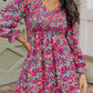 Floral Smocked V-Neck Flounce Sleeve Dress (MWBT) T - Deals DejaVu