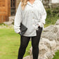 Plus Size Button Up Drawstring Long Sleeve Hoodie