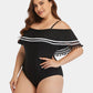 Plus Size Striped Cold-Shoulder One-Piece Swimsuit (TB10D) T