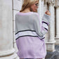 Woven Right Striped Horizontal Ribbing Long Sleeve Tunic Sweater - Deals DejaVu