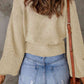 Ribbed Trim Balloon Sleeve Sweater - Deals DejaVu