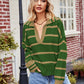 Striped Johnny Collar Sweater - Deals DejaVu