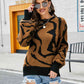 Printed Round Neck Long Sleeve Sweater - Deals DejaVu