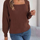 Square Neck Mixed Knit Sweater