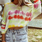 Openwork V-Neck Long Sleeve Sweater