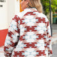 Plus Size Geometric Snap Down Long Sleeve Jacket