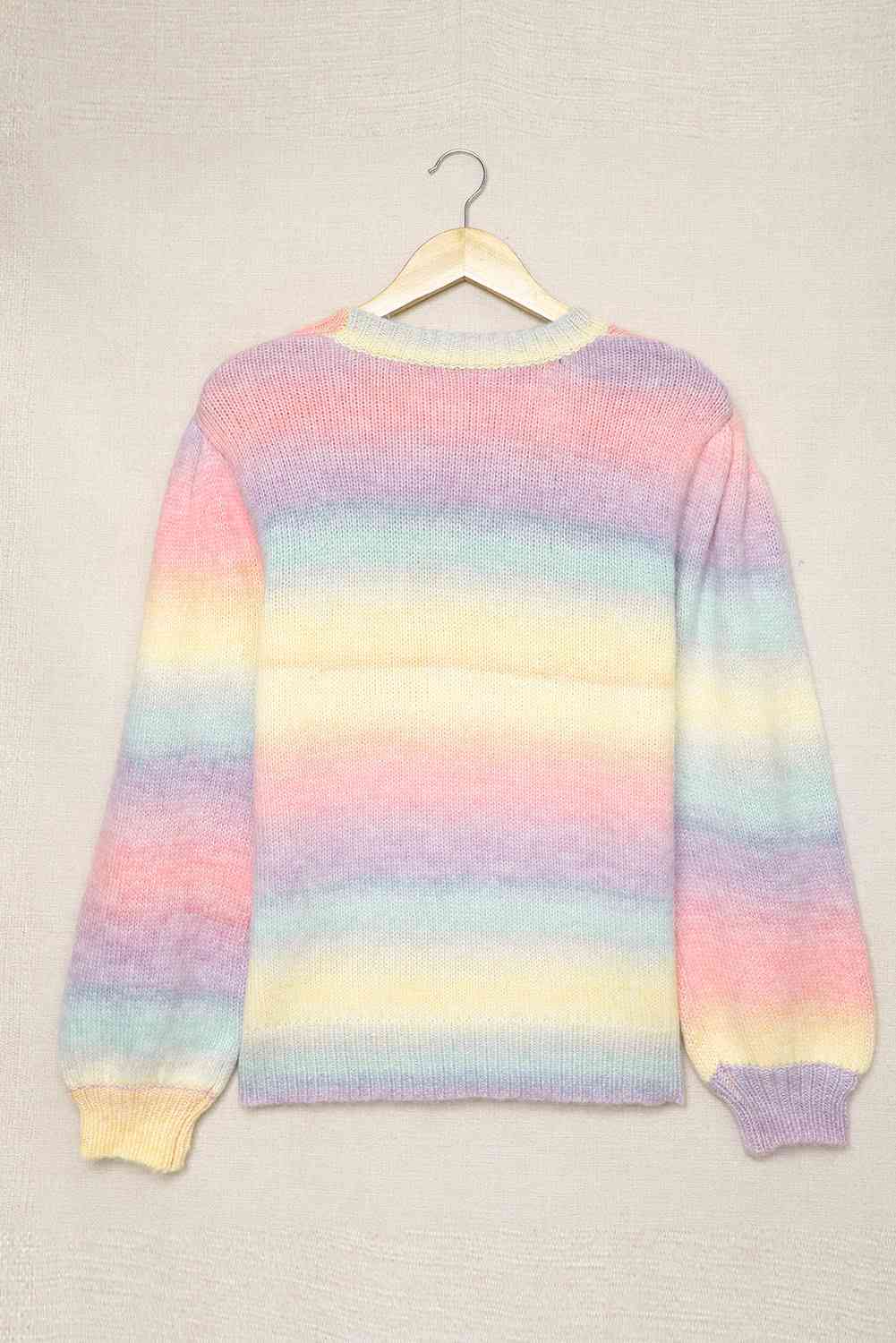 Woven Right Gradient Stripes Bishop Sleeve Sweater