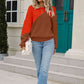 Two-Tone Round Neck Ribbed Sweater - Deals DejaVu