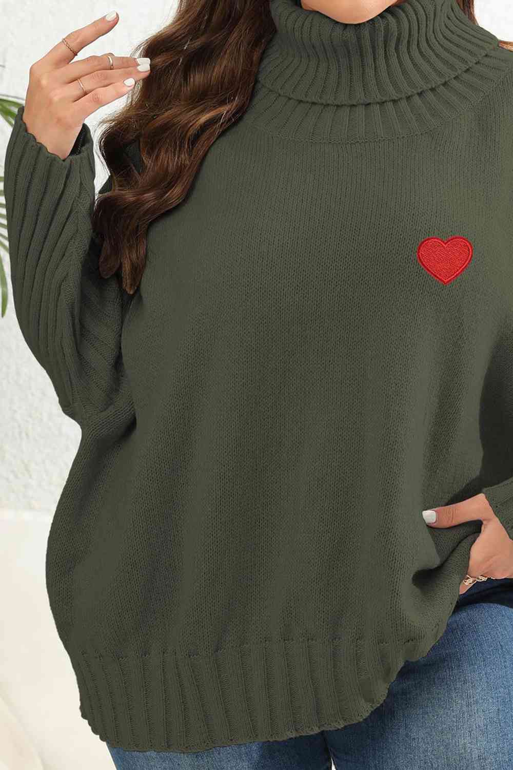 Plus Size Turtle Neck Long Sleeve Sweater - Deals DejaVu