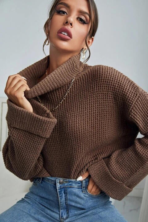 Turtleneck Long Sleeve Sweater - Deals DejaVu