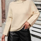 Mock Neck Dropped Shoulder Pullover Sweater