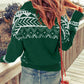 Zip-Up Mock Neck Dropped Shoulder Pullover Sweater