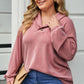 Plus Size Dropped Shoulder Collared Neck T-Shirt