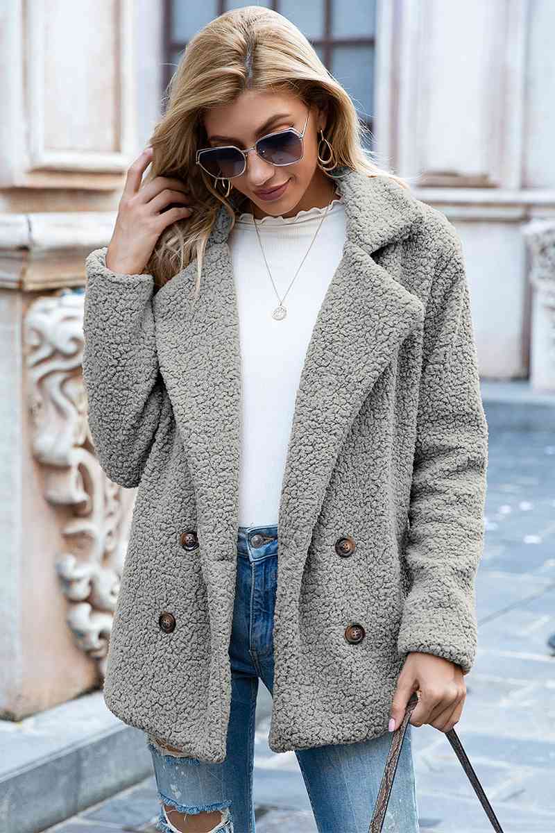 Full Size Lapel Collar Sherpa Coat (BFD) T - Deals DejaVu