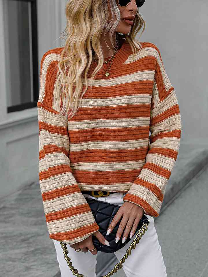 Striped Dropped Shoulder Sweater