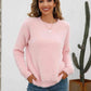 Dropped Shoulder Round Neck Fuzzy Sweater - Deals DejaVu