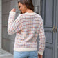 Plaid Round Neck Long Sleeve Pullover Sweater