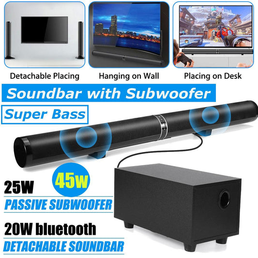 45W 80cm 31.5" Soundbar with Subwoofer HiFi Detachable Wireless bluetooth Home Theatre System (D57)(HA5)(HA2)(1U57)