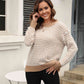 Printed Round Neck Dropped Shoulder Sweater - Deals DejaVu