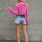 Round Neck Long Sleeve Cropped Sweater - Deals DejaVu