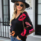 Lip V-Neck Drop Shoulder Sweater - Deals DejaVu