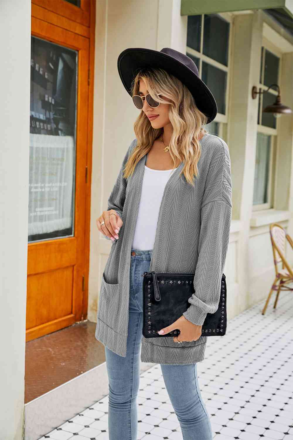 Long Sleeve Pocketed Cardigan - Deals DejaVu