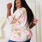 Double Take Floral Round Neck Three-Quarter Sleeve Top