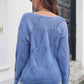 Openwork V-Neck Dropped Shoulder Sweater - Deals DejaVu