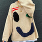 Contrast Drop Shoulder Long Sleeve Sweater