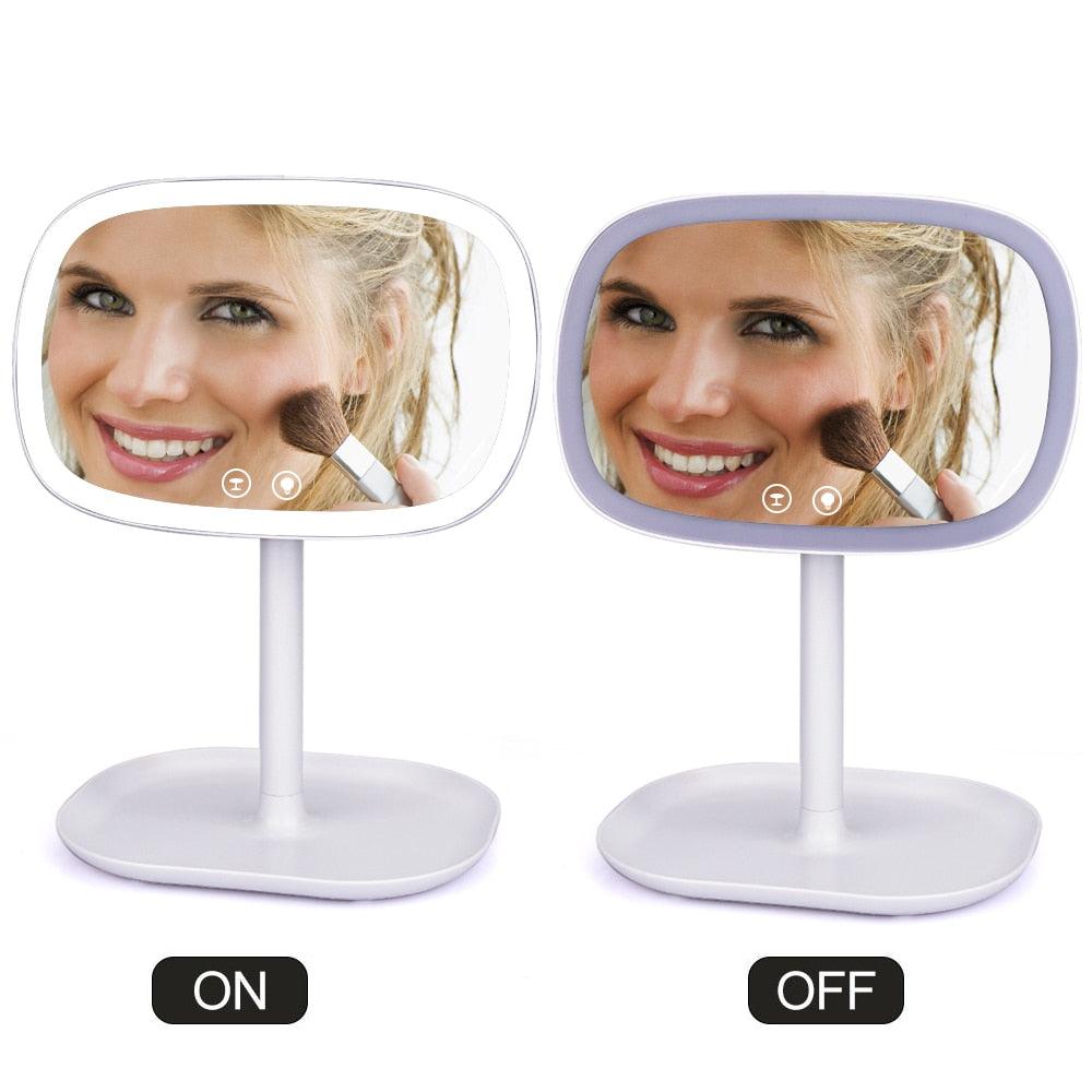 47 LED Lights 360 Rotating Desktop Mirror Touch Screen Makeup Mirror Professional Vanity Mirror (M5)(1U86)