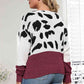 Plus Size Leopard Round Neck Long Sleeve Sweater - Deals DejaVu