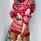 Christmas Element Round Neck Mini Sweater Dress (MWBT) T - Deals DejaVu
