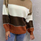 Color Block Lantern Sleeve Turtleneck Sweater - Deals DejaVu
