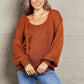Double Take Tied Balloon Sleeve Round Neck Sweater