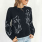 Cat Pattern Round Neck Long Sleeve Pullover Sweater - Deals DejaVu