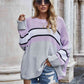Woven Right Striped Horizontal Ribbing Long Sleeve Tunic Sweater - Deals DejaVu
