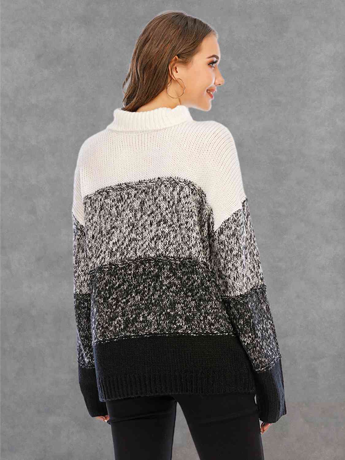 Color Block Turtleneck Sweater - Deals DejaVu