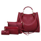 Great 4PCS Women's Bag Set - Fashion PU Leather Ladies Handbag - Solid Color (3U43)