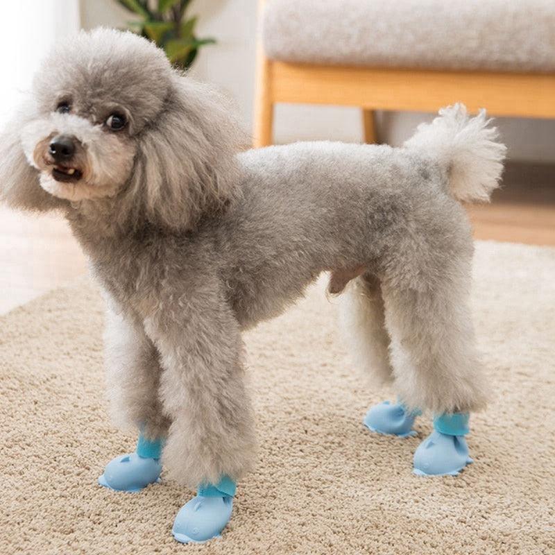 4Pcs/set Pet Dog Rain Shoes - Dog Booties Rubber Portable Anti Slip Waterproof Dog Cat Rain Shoes (2U69)