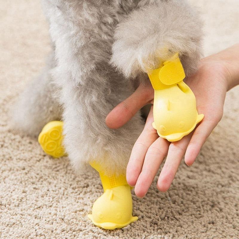 4Pcs/set Pet Dog Rain Shoes - Dog Booties Rubber Portable Anti Slip Waterproof Dog Cat Rain Shoes (2U69)